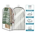thumbnail image 1 of Clear Garment Bags for Hanging Clothes with Zippers on Sides - '' Clothes Storage for Coat, Dress, and Fur in Closet - 43'' Long Suit Bags, 1 of 6