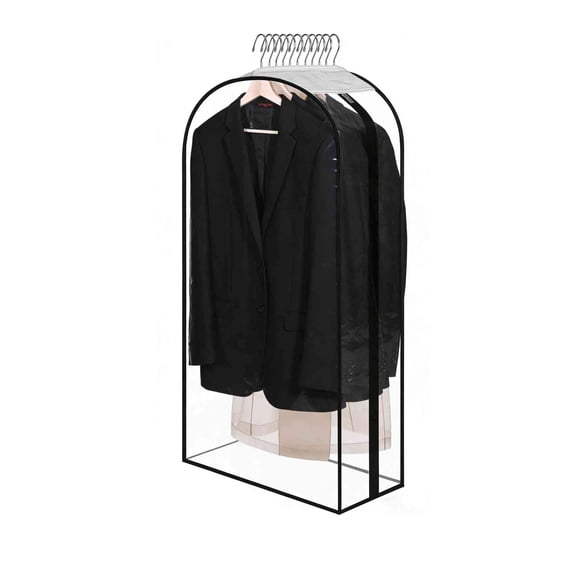 Clear Garment Bags for Open Closet, Plastic Zippered Suit Covers for Men & Women/Hanging Clothes Storage for Clothes, Suits, Coats, Dresses(43 inch)