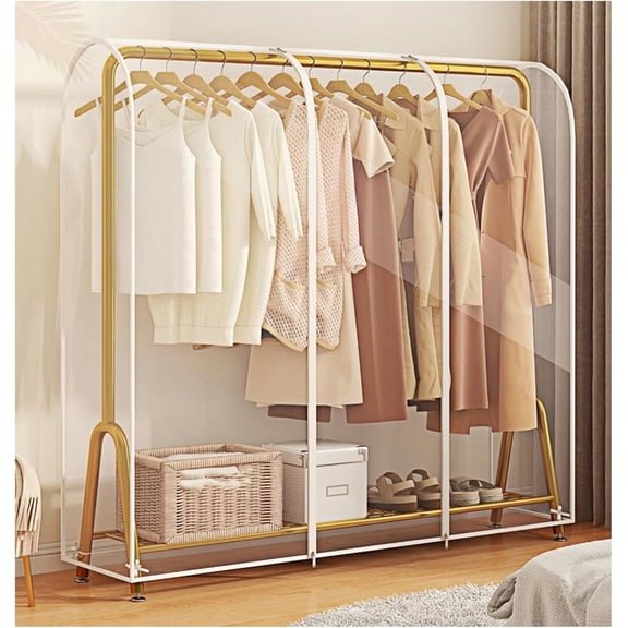 Clear Garment Rack Cover, Transparent Clothes Rack Cover with 2 Smooth Zipper, Dustproof and Waterproof Clothing Protector (L:71"L x 20"W x 59"H)