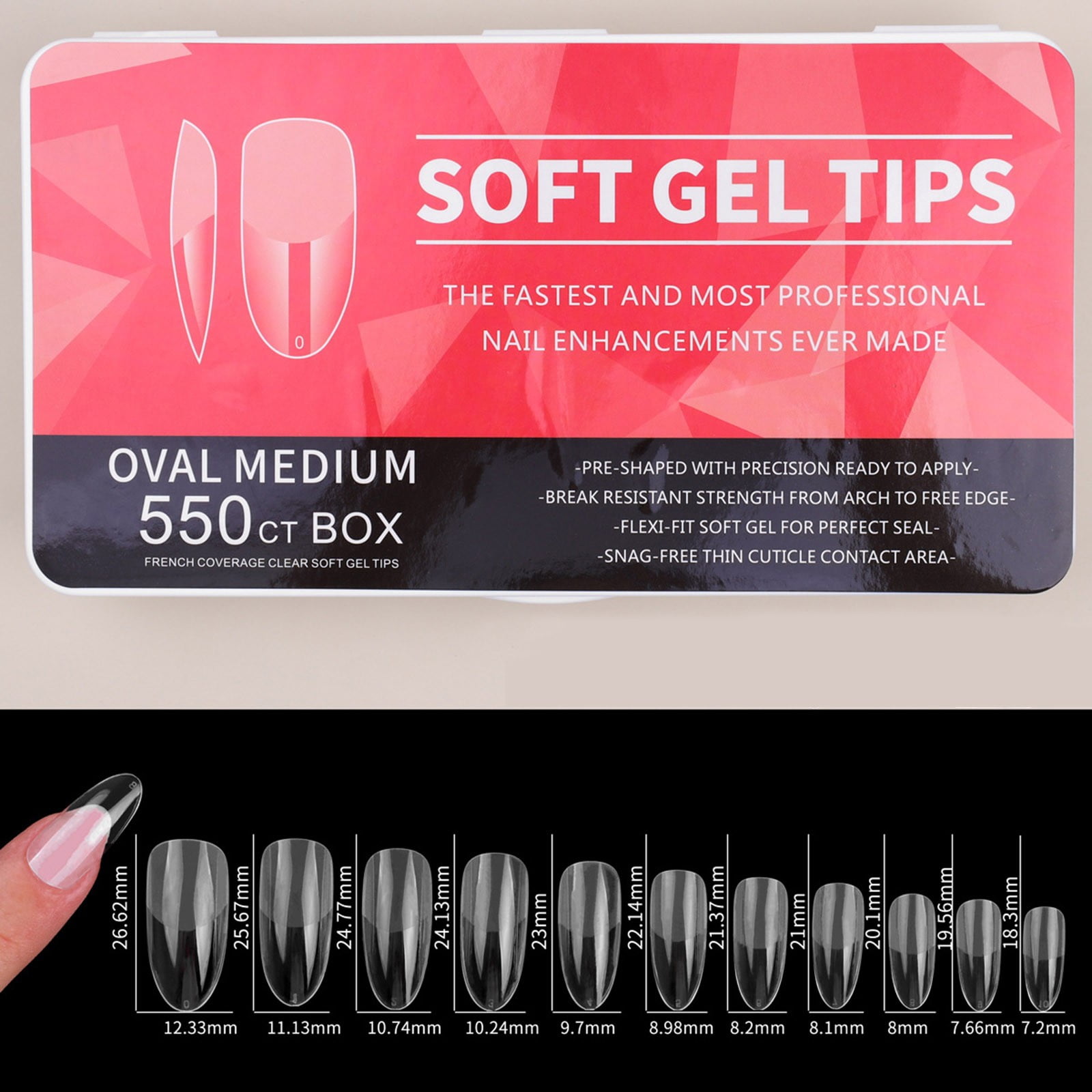 Clear Gel on Nails Long Coffin Tips for Acrylic Nails Cre8tion Nail