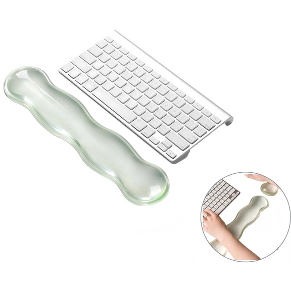Clear Gel Wrist Rest for Keyboard and Mouse, Green Silicone Mouse Wrist Rest Set, Cute Ergonomic Wrist Rest for Keyboard 60%/75%(Green)