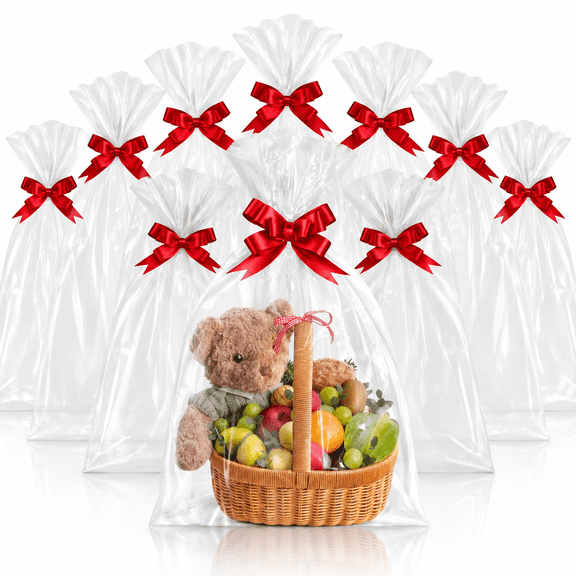 Clear Gift Bags 16x24 Inches Cellophane Wrap for Gift Baskets