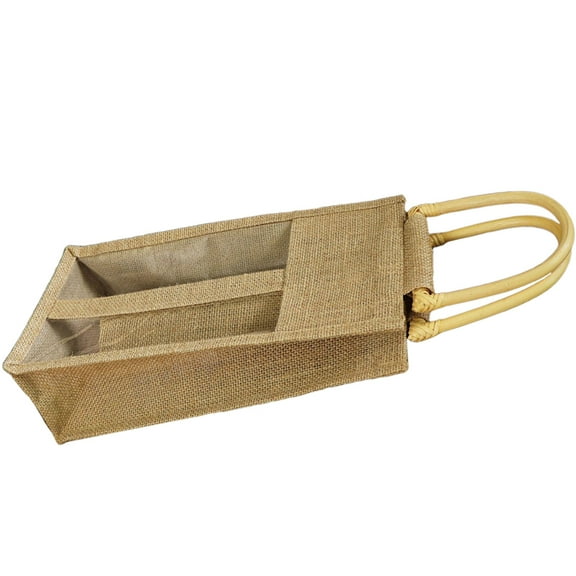 ifundom Elegant Light Brown Linen Wine Bag for Parties, Celebrations, Packaging and Bottle Carrier