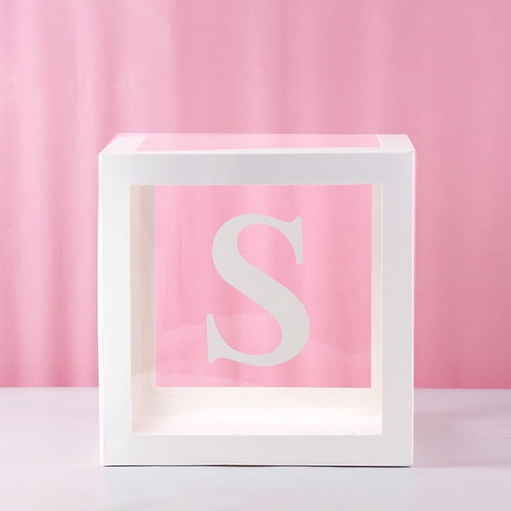 Clear Gift Boxes, Gaqring Large Transparent Letter Decorations, 11.81 Inch Cube Party Decoration for Birthday Baby Shower Wedding, White