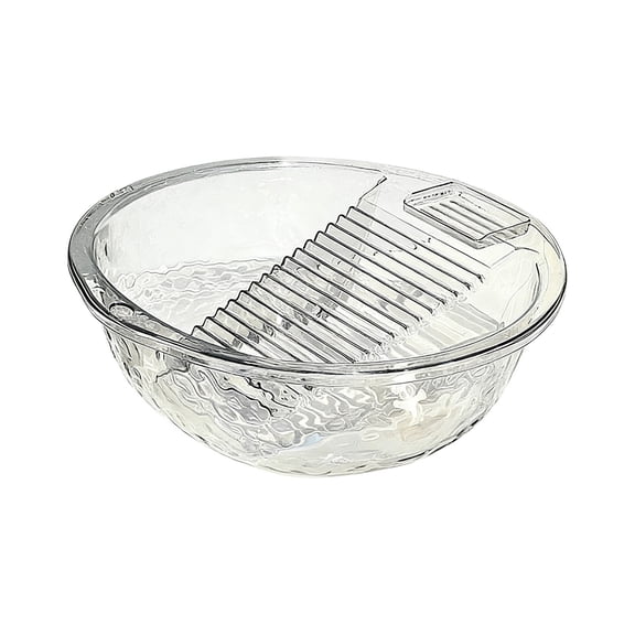 Clear Glacier Textured Laundry Basin with Built-in Scrubbing Board, Large Plastic Wash Tub for Hand Washing, Soaking, Multi-Purpose Household Container