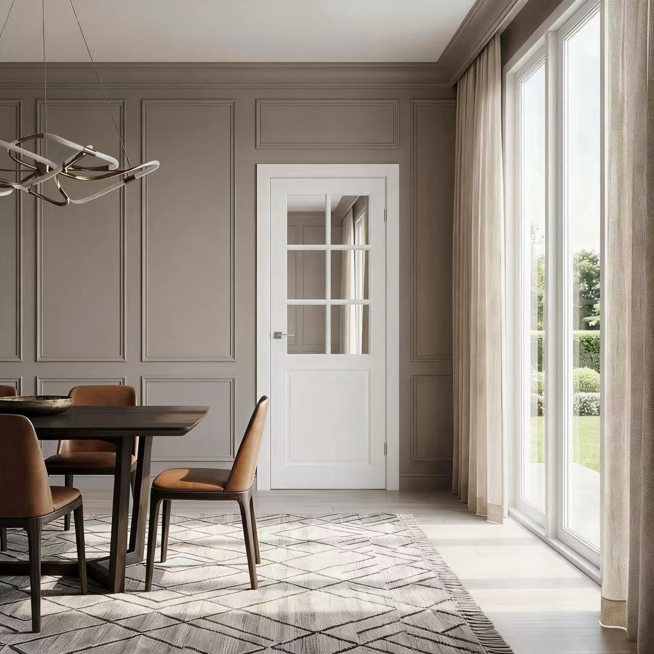28" X 80" Clear Glass 6-Lite Prefinished Door Slab Solid Manufactured Wood Core Standard Door