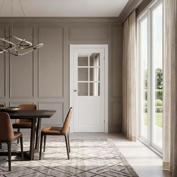 28" X 80" Clear Glass 6-Lite Prefinished Door Slab Solid Manufactured Wood Core Standard Door