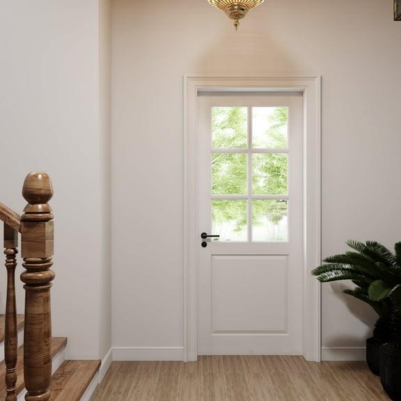 28" X 96" Clear Glass 6-Lite Prefinished Single Slab Door