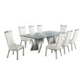 thumbnail image 1 of Clear Glass 9pc Dining Set with Silver Stainless Steel and 8 Chairs, 1 of 4