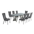 thumbnail image 1 of Clear Glass 9pc Dining Set with Silver Stainless Steel and 8 Chairs, 1 of 4