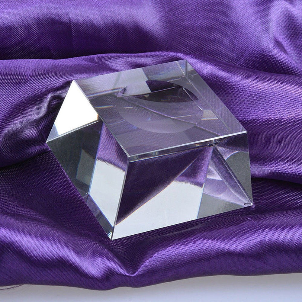 Clear Glass Ball Square Dimple Blocks Crystal Ball Display Base Stand