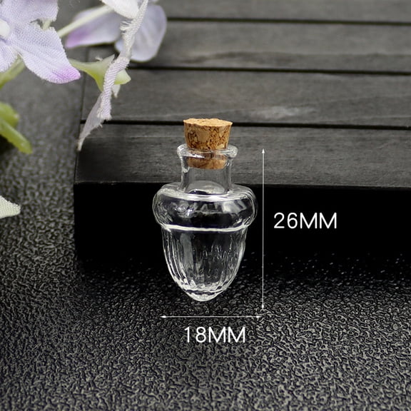 Clear Glass Bead Containers with Cork Wishing Bottle Acorn 1.8x2.6cm DIY