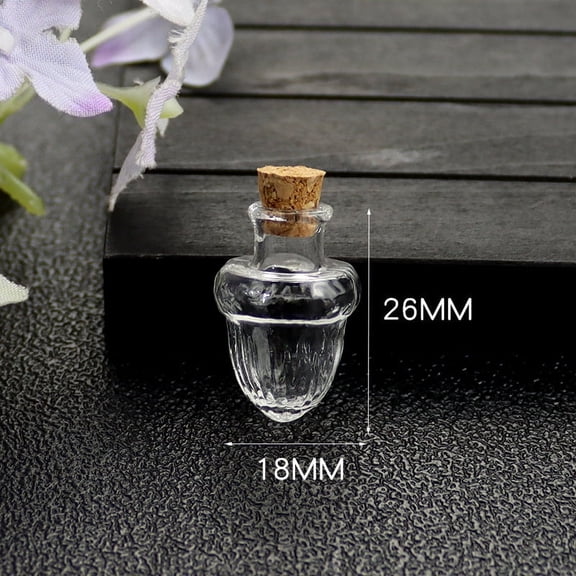 Clear Glass Bead Containers with Cork Wishing Bottle Acorn 1.8x2.6cm