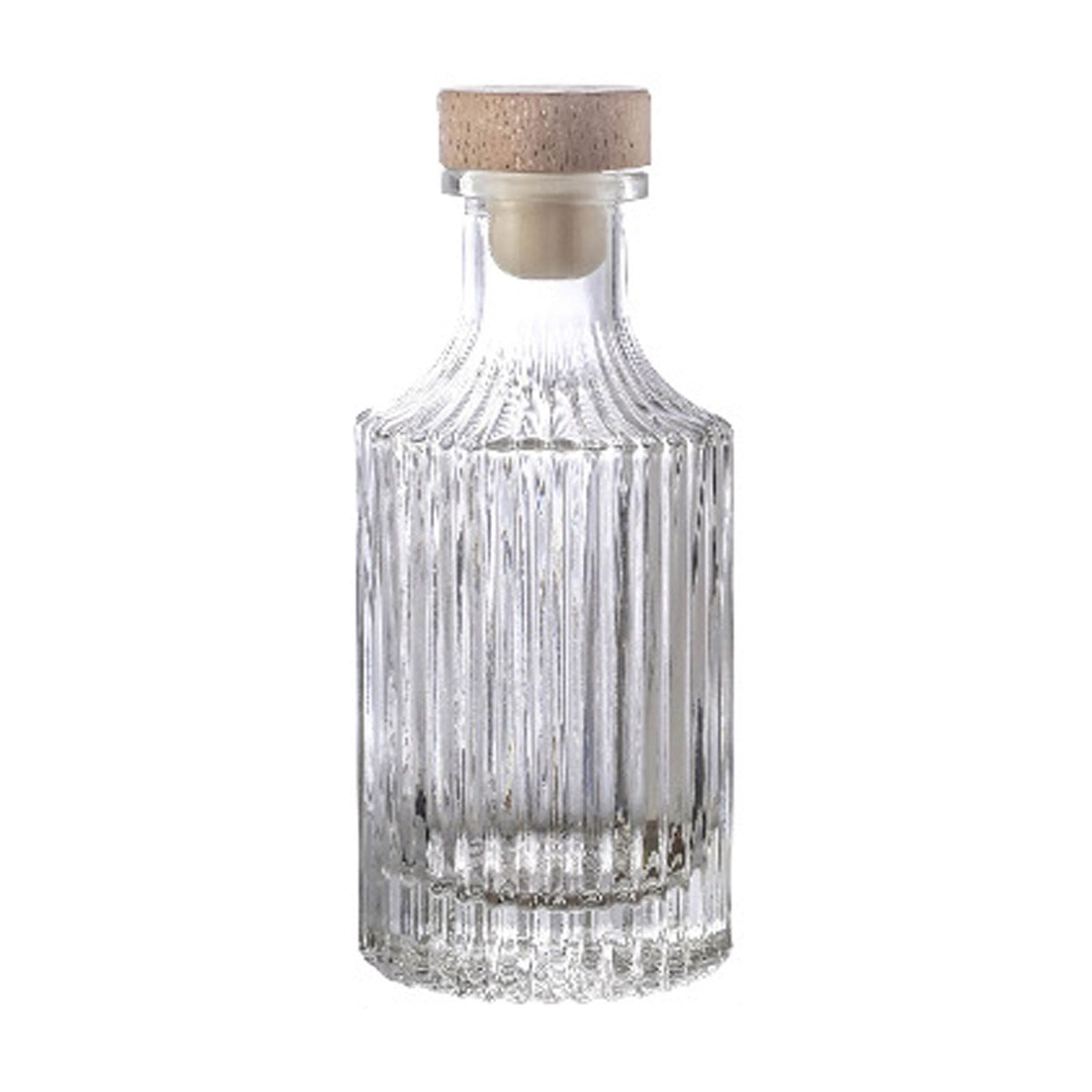 Clear Glass Bottles with Cork Stopper Airtight Lid, Heavy Base Glass