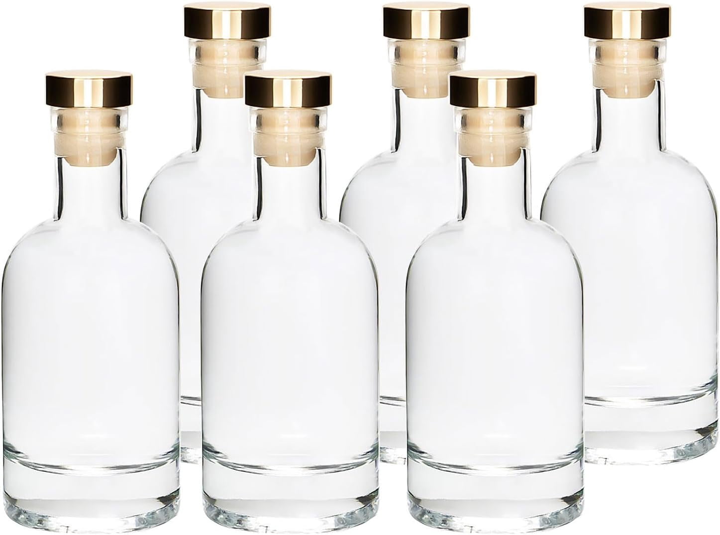 Clear Glass Bottles with Lids,7 OZ Bottle with Cork [Pack of 6] for