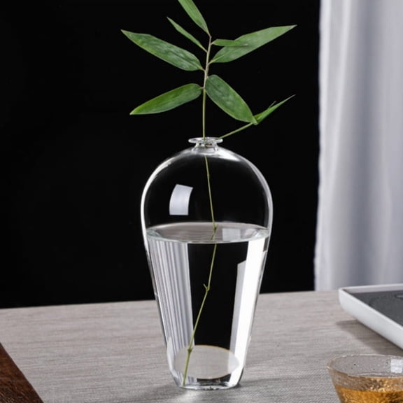 Clear Glass Bud Vase, Modern Minimalist Flower Vase for Home Decor, Small Water Plant Vase for Centerpieces, Living Room, Office, Wedding, Elegant Aesthetic Glass Vase for Floral Arrangements