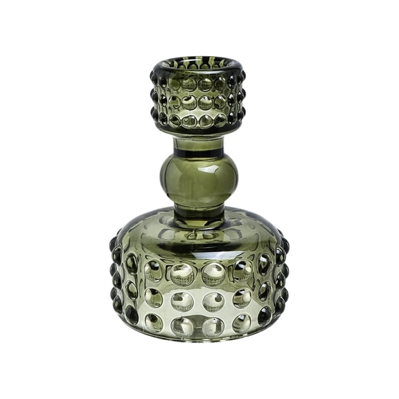 Clear Glass Candlestick Holder, Crystal Decorative Candle Stand,Candlestick Holders Set of 1, Polka Dot Embossed Taper Candle Holders，For Wedding, Table Centerpiece, Home Decoration(Green)