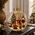 thumbnail image 1 of Clear Glass Christmas Ornament Ball with Bunny Rabbit, Mini Christmas Tree Scene Inside, Gold Crown Hanging Tree Decoration, 3.2x3.2 Inch, 1 Count, 1 of 7