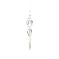 thumbnail image 1 of Clear Glass Christmas Tree Ornament with Pearl Bead and Silver Finial, 1 Pack, Silver and White, for Holiday Tree Hanging Decoration, 1 of 3