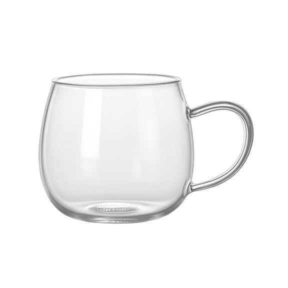 Clear Glass Coffee Mug with Handle, 13.5oz High Borosilicate Glass Drinking Cup for Water Milk Coffee Juice