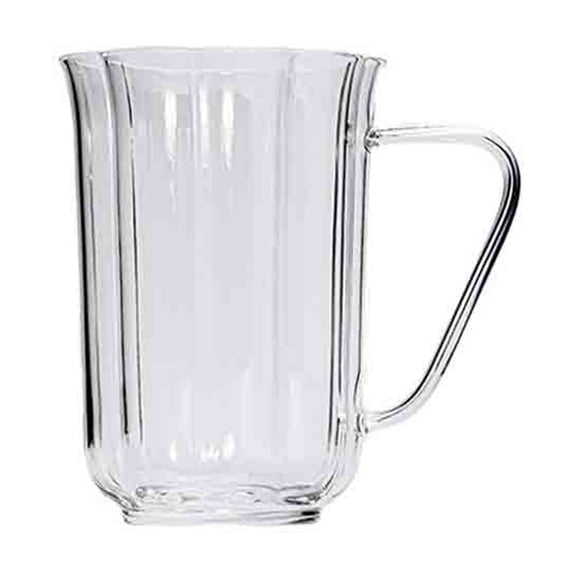 Clear Glass Coffee Mugs with Handle, 10.5oz Plum Flower Shaped Borosilicate Glass Tea Cups