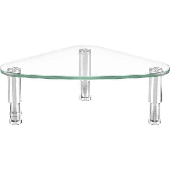 Clear Glass Computer Monitor Riser / Triangle Desktop Universal Corner ...
