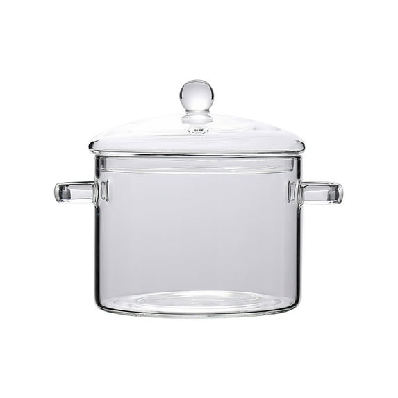 Clear Glass Cooking Pot, Portable Small Glass Cookware Set with Lid, High Borosilicate Glass Open Flame Pot, Heat-Resistant Glass Bowl, Useful Kitchen Gadgets Supplies