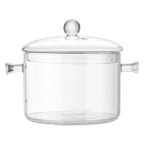 Clear Glass Cooking Pot With Lid Heat Resistant Saucepan For Stovetop Simmering Pasta Soup And Potpourri (B)