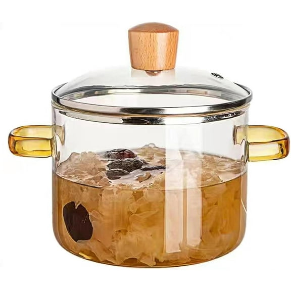 Clear Glass Cooking Pot for Stove Top, Heat Resistant Borosilicate Glass Saucepan with Lid, 1.5L (50oz) Glass Pot for Noodles, Soup, and Potpourri