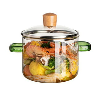upkoch clear glass cooking pot heat resistant stovetop pot cooking saucepan  multi-function stew pot for