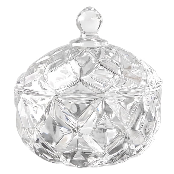 Clear Glass Crystal Candy Holder Dish With Lid For Parties And Home Organization