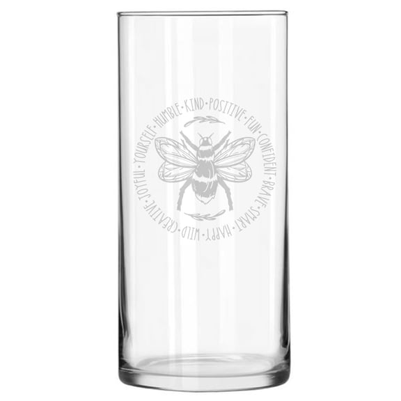 Clear Glass Cylinder Flower Vase Centerpiece Candy Candle Holder Gift Bee Inspiration Be Kind Positive Happy Yourself