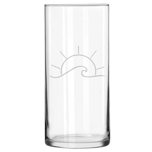 Clear Glass Cylinder Flower Vase Centerpiece Candy Candle Holder Gift Sun and Wave Summer, Beach House, Lake House