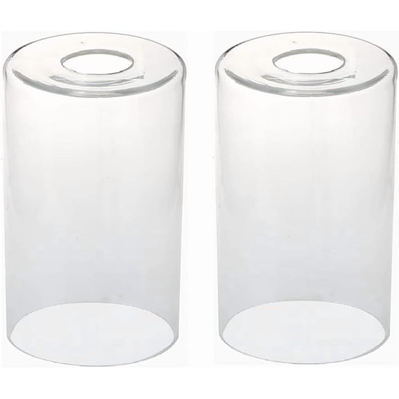 Clear Glass Cylinder Shade, 2 pack, Pendant Lights Shade Fixture Replacement Globes, Replacement Glass Lamp Shade with 1-5/8-inch Fitter, Diameter 4, Height 6.5"