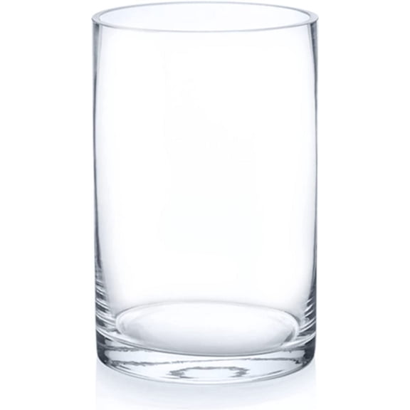 Clear Glass Cylinder Vase 4 x 6 Inches, Round Floral Vase, Pillar Candle Hurricane, Floating Candle Holder, Small Home Decor Vase, Wedding Centerpiece (1 Piece)