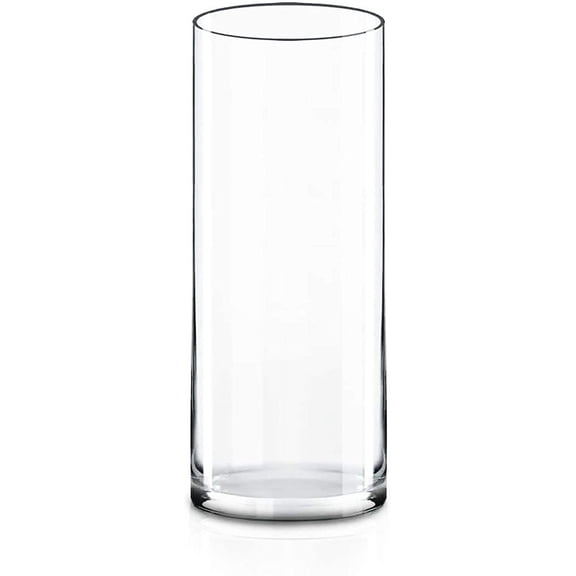 Clear Glass Cylinder Vase (H:12" D:4") | Multiple Size Choices Glass Flower Vase Centerpieces | Hurricane Floating Candle Holder