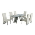 thumbnail image 1 of Clear Glass Dining Set with Table and 6 Cream Velvet Chairs, 1 of 2