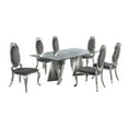 thumbnail image 1 of Clear Glass Dining Set with Table and 6 Oval Gray Velvet Chairs, 1 of 3