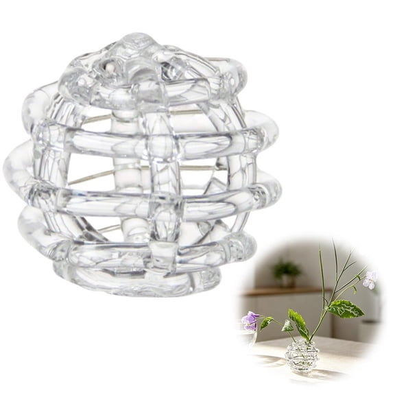 Clear Glass Flower Holder, Round Grid Insert for Vase, Rustproof Floral Support Tool for Small Vases, Style A
