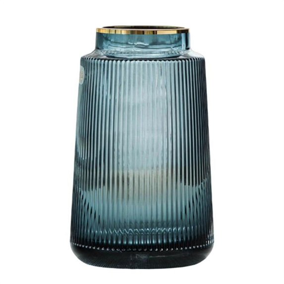 Clear Glass Flower Vase for Floral Arrangements, Decorative Spring Garden Vase Wedding Party Home Office Table Decor - Blue 20cm