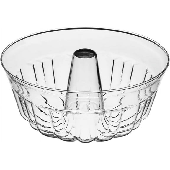 Clear Glass Fluted Bundt Cake Pan Heat Cold and Shock Proof 2.1 Quart 8.4 Cups Made in Europe Great for Ring Cakes Puddings Desserts Monkey Bread and More Dishwasher Safe