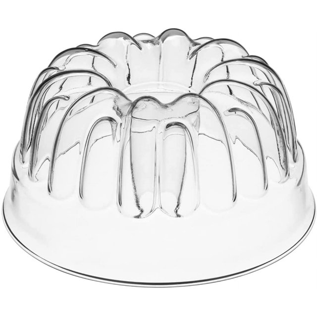 Clear Glass Fluted Bundt Pan, Heat, Cold, and Shock Proof, Holds 1.4