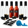 thumbnail image 1 of Clear Glass Hot Sauce Bottle (woozy) with Black Cap and Orifice Reducer 5 oz - (6 Pack) with Shrink Capsules Bands, Labels, Silicone Collapsible Funnel and Chalk Market, 1 of 6