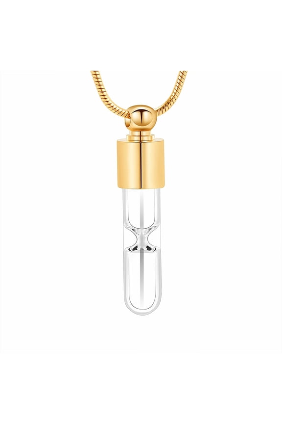 Clear Glass Hourglass Tube Cremation Urn Jewelry Ashes Holder Necklace Keepsake Memorial Pendant Including Box/Fill Kits
