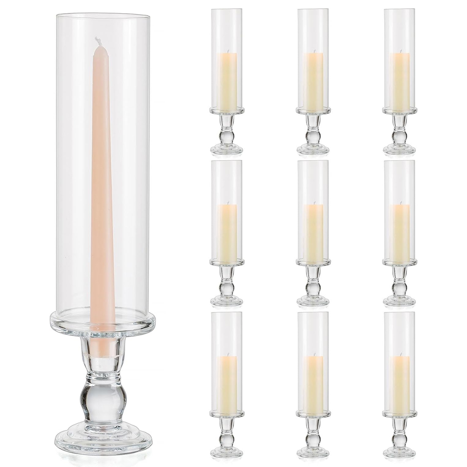 15.5" Decorative Golden Luster Hurricane Pillar Candle Holder with