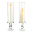 Clear Glass Hurricane Candlestick Holder Pillar Candle Holder Set of 2