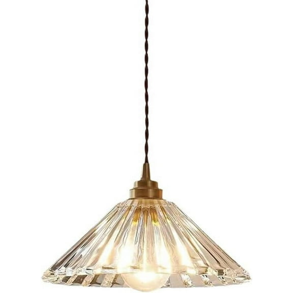 Clear Glass Japanese Style Pendant Lamp for Kitchen Island, Vintage Pendant Light Fixture for Over Table, Retro Farmhouse Pendant Lighting, Rustic Simple Pendant Light for Dining Room