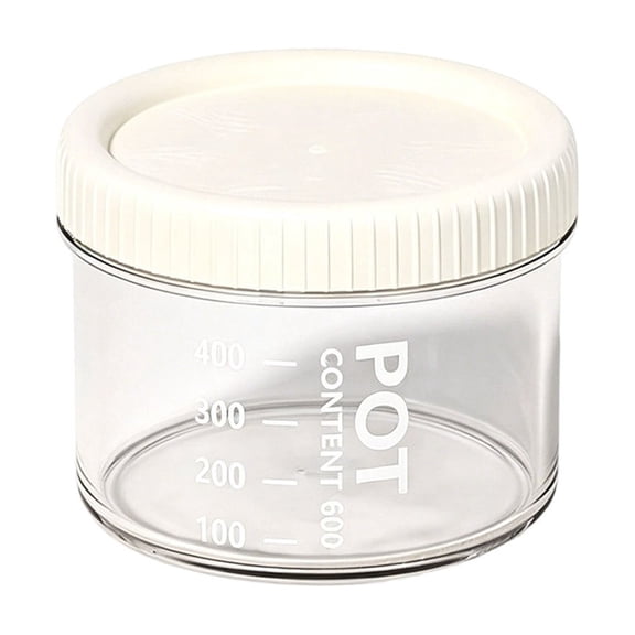 Clear Glass Jar,600ML Food Storage Container with Airtight Screw Lid, Reusable Wide-Mouth Kitchen Organizer Pot with Measurement Markings for Sugar, Spice, Tea Coffee Bean, Clear