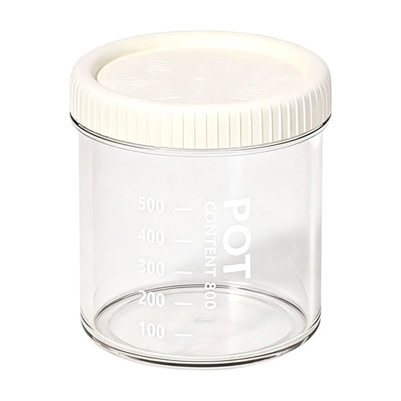 Clear Glass Jar,800ML Food Storage Container with Airtight Screw Lid, Reusable Wide-Mouth Kitchen Organizer Pot with Measurement Markings for Sugar, Spice, Tea Coffee Bean, Clear