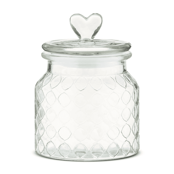 Clear Glass Jar with Lid and Heart-Shaped Knob, 2026 Valentine's Day Decor, Food Storage Glass Jars with Airtight Lids for Kitchen and Dining Room (1pcs)